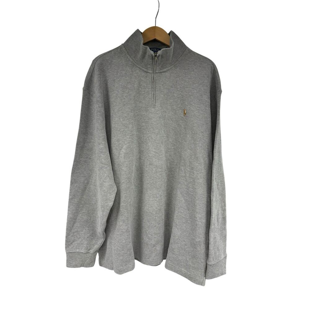 Polo Ralph Lauren Estate-Rib Quarter-Zip Pullover Dark Vintage Heather Men’s 2XL - Picture 1 of 6
